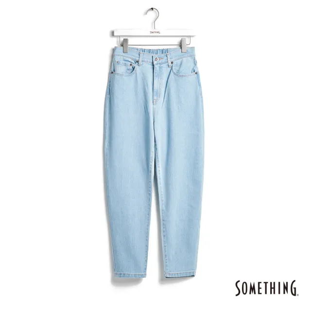【SOMETHING】女裝 基本款水洗刷色丹寧錐形褲(拔洗藍)