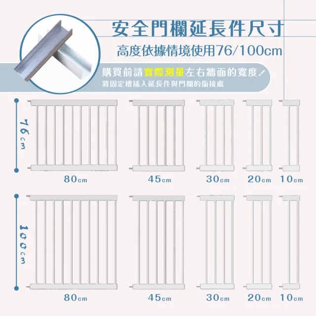 【KIDS PARK】高76延長件20cm安全門欄配件(KIDS PARK門欄專用/加寬延長片/加長配件/寵物柵欄/送上下固定槽)