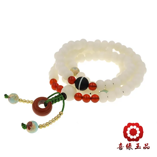 【喜緣玉品】菩提根 文玩蓮花開 108顆念佛珠(藥師天珠)(開運風水)