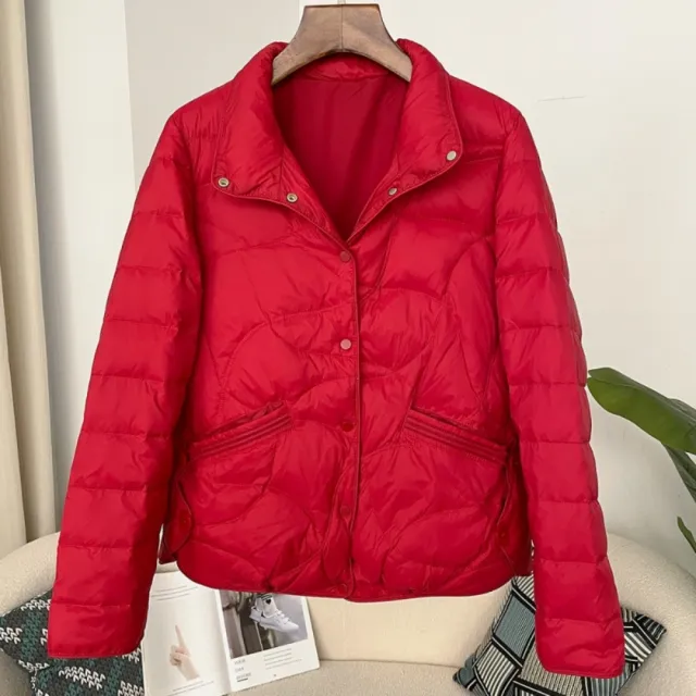 【巴黎精品】頂級真羽絨外套白鴨絨外套羽絨衣秋冬保暖大碼休閒女裝(復古立領女外套6色n1ld27)