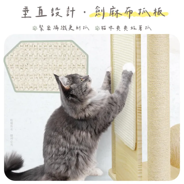 【貓本屋】台灣製 雙太空艙方形實木貓跳台(附劍麻抓板/球)