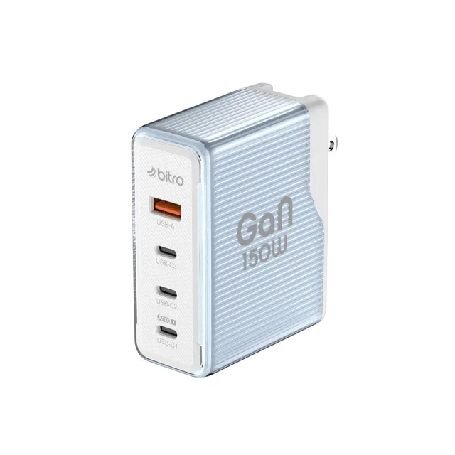 BG150AC GaN 150W 氮化鎵四孔急速快充電源供應器(150W超大功率 4孔充電器充電效率更快速)