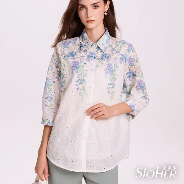 【SiOHER 熹歐禾】現貨 鏤空精繡上衣三件組(女裝/女上衣/圓領/T恤)