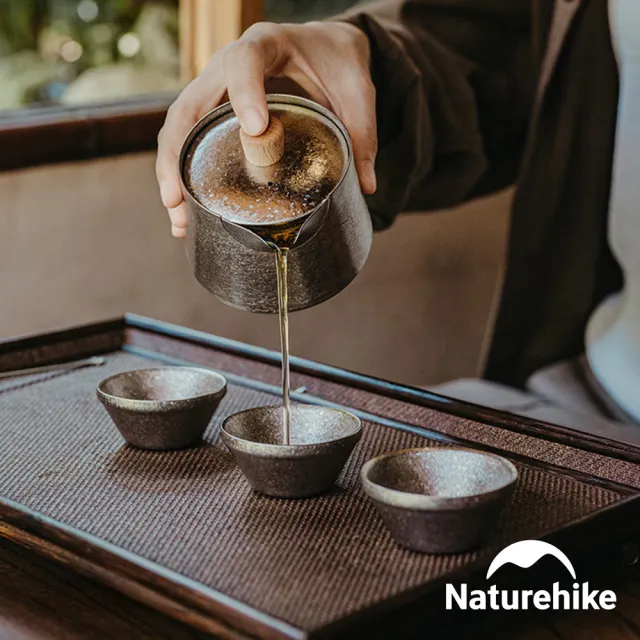 【Naturehike】隨風戶外便攜純鈦一壺三杯茶具套組 附收納包 CF025(台灣總代理公司貨)