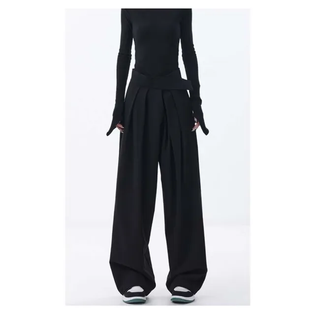【巴黎精品】高腰休閒長褲寬褲直筒褲西裝褲落地褲顯瘦大碼休閒女裝(爆款窄版女褲子3色n1lb37)