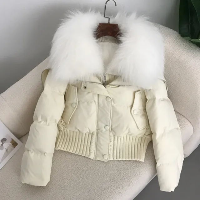 【巴黎精品】頂級貉子毛領真羽絨外套白鴨絨外套羽絨衣秋冬大碼休閒女裝(針織女外套10色n1ld15)