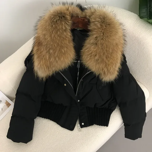 【巴黎精品】頂級貉子毛領真羽絨外套白鴨絨外套羽絨衣秋冬大碼休閒女裝(針織女外套10色n1ld15)