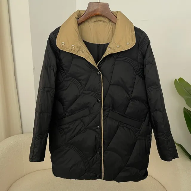 【巴黎精品】頂級真羽絨外套白鴨絨外套羽絨衣秋冬保暖大碼休閒女裝(復古立領女外套5色n1ld81)