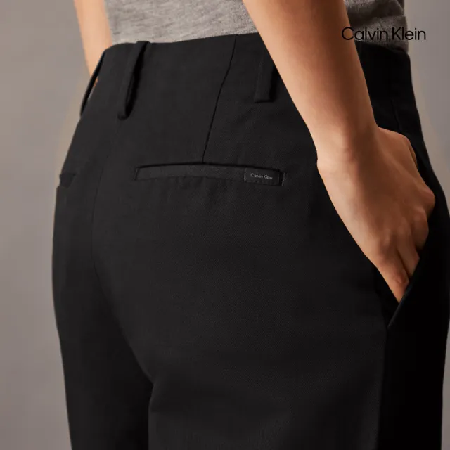 【CALVIN KLEIN】官方旗艦館CK 棉質斜紋寬鬆長褲_黑色