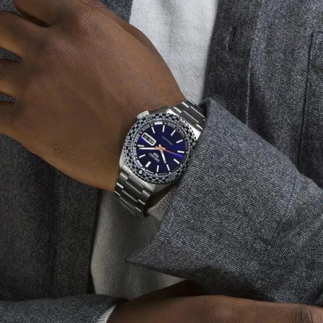【SEIKO 精工】5 Sports SKX 賽車方格旗機械錶-藍/42.5mm 618年中慶 推薦(SRPK65K1/4R36-15Z0B)