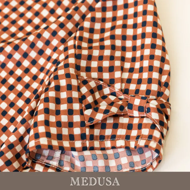 【MEDUSA 曼度莎】現貨-台灣製 野餐感復古格紋嫘縈涼感上衣（M-XL）｜女短袖 格紋上衣 涼感嫘縈(601-5430A)