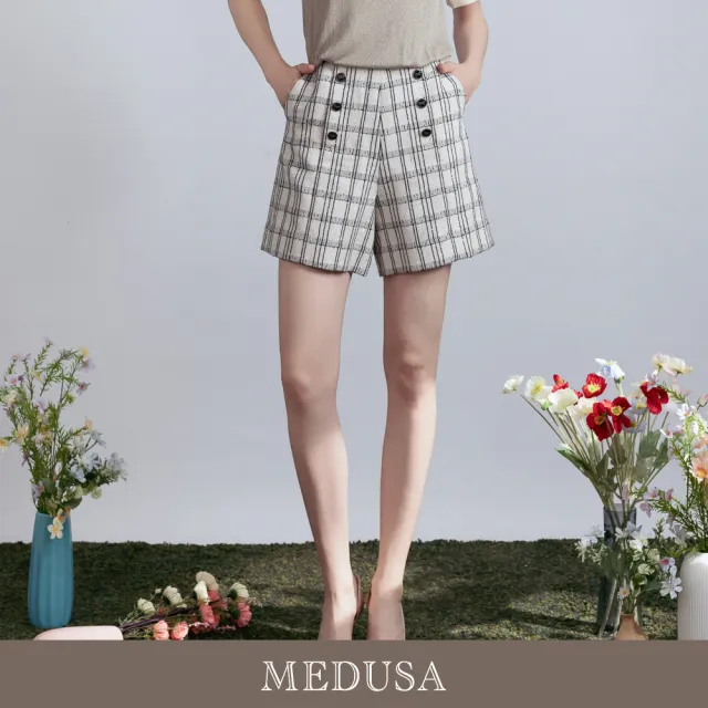 【MEDUSA 曼度莎】現貨-學院小香風雙排釦短褲（M-XL）｜女小香風短褲 西裝短褲 上班短褲(601-73803)
