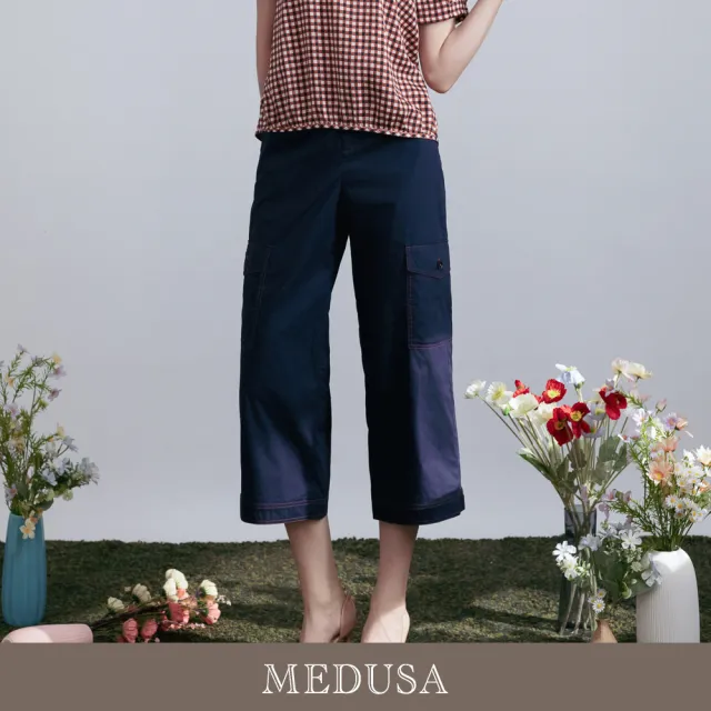 【MEDUSA 曼度莎】現貨-深藍大口袋造型直筒休閒褲（M-XL）｜女休閒褲 工裝褲 直筒褲(601-5430B)