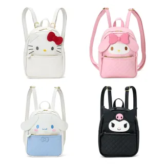【SANRIO 三麗鷗】雙11 菱格紋造型皮質後背包