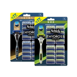 【Schick 舒適牌】水次元5 Premium 痘痘肌敏感肌/保濕款 刮鬍刀 EC獨家超值包(1刀把17刀片)