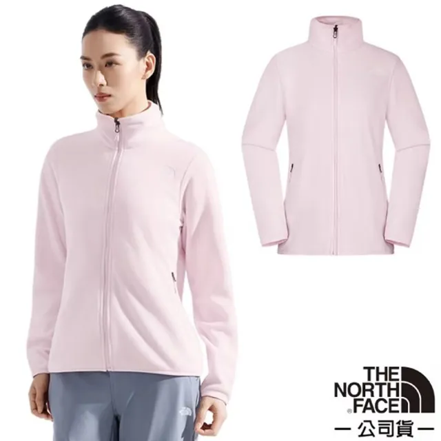 【The North Face】女 舒適保暖抓絨外套_亞洲版型.刷毛夾克/反裝拉鍊插手袋(8FJU-BP6 花苞粉)