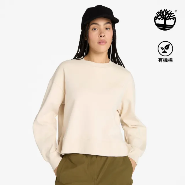 【Timberland】女款象牙色寬版圓領上衣(A41ZBEFL)