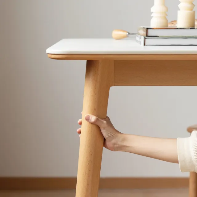 【hoi! 好好生活】YW樂岩山毛櫸實木岩板餐桌1.6M 原木色 Y166R01