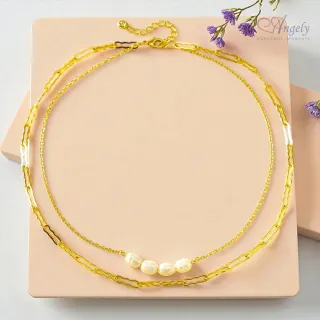 【Angely】時髦設計疊戴珍珠項鍊