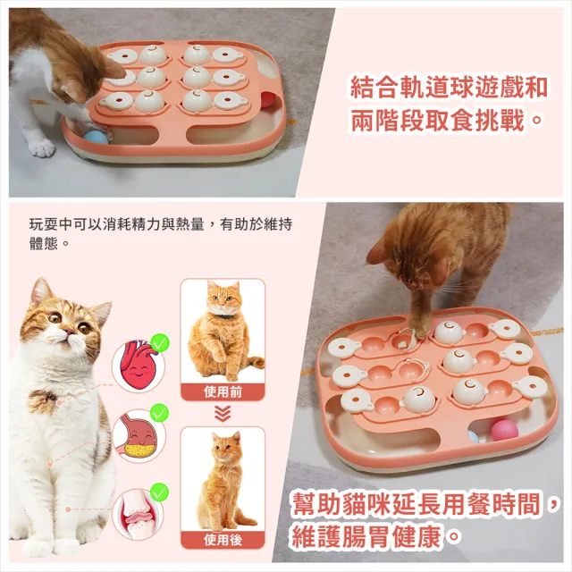 【KADTC】二合一智趣軌道球(多功能 寵物益智玩具 藏食玩具 貓玩具 慢食 寵物訓練 防滑)