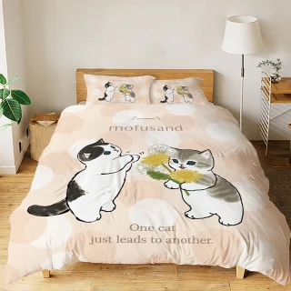 【戀家小舖】MIT卡通正版授權55%天絲床包枕套組-香氛漫舞-貓福珊迪(雙人)