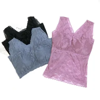【尚芭蒂】3件組 免罩蕾絲背心F-加大 唯美裸肌背心