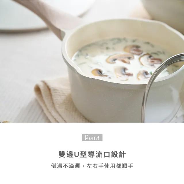 【Zodiac 諾帝亞】花漾輕量鑄造IH雙口不沾32cm附耳深炒雙鍋組合(花漾鍋/附蓋/不挑爐具/IH爐可用)
