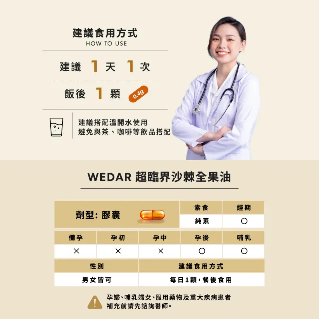 【Wedar 薇達】超臨界沙棘全果油 3盒組(30顆/盒.全果營養.素食魚油.omega.沙棘果.沙棘籽.循環保健.全素)