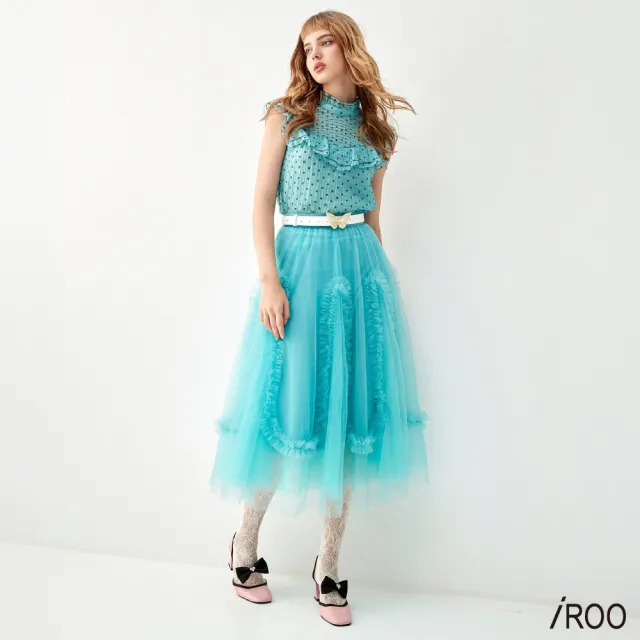 【iROO】青石藍網紗澎裙