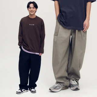 【plain-me】男女款 OOPLM 吸濕排汗立體剪裁錐寬褲 OPM4008-252(褲子 寬褲 休閒褲 長褲 男女褲)