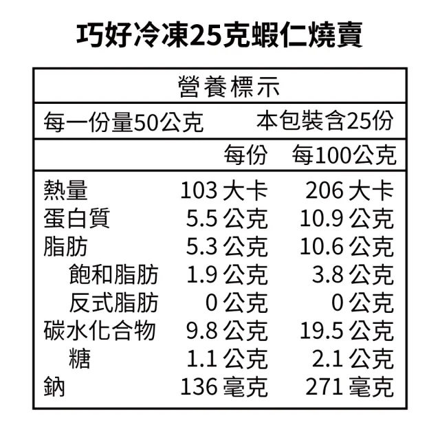【桂冠】蝦仁燒賣25g50入