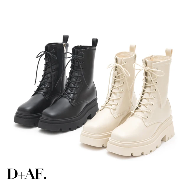 【D+AF】酷甜小妞．方糖鬆糕厚底綁帶短靴