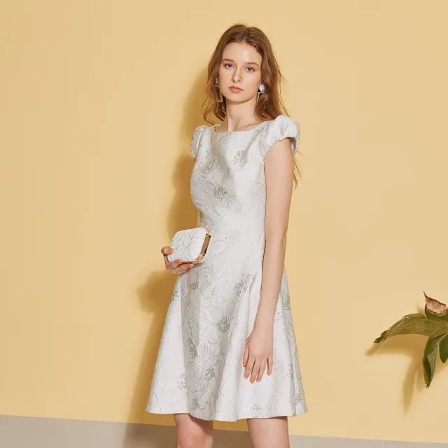 【ICHE 衣哲】進口精緻絲製銀紗禮服洋裝-白金