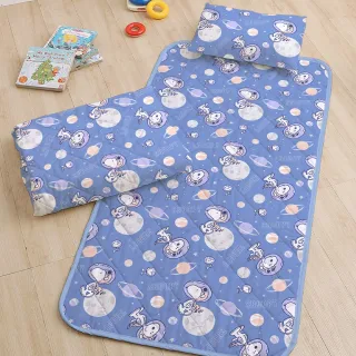 【戀家小舖】台灣製-卡通正版授權兒童睡墊三件組(宇宙漫步-SNOOPY)