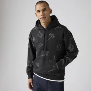 【LEVIS】男款 抽繩帽T Oversize寬鬆版型 牛仔帽 馬蹄 印花設計 男生上衣 人氣新品 38479-0418