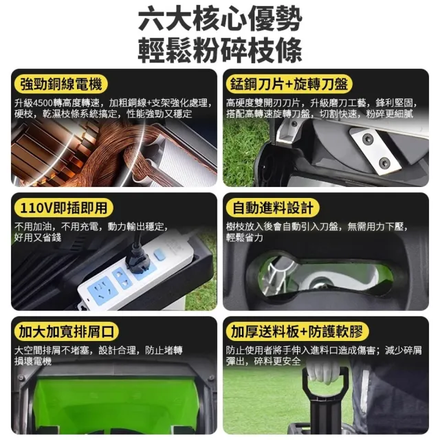 【小達】電動碎枝機 樹枝粉碎機 碎木機 55L大容量碎葉機(錳鋼刀片/雙重開關/一機多用/加厚送料板)