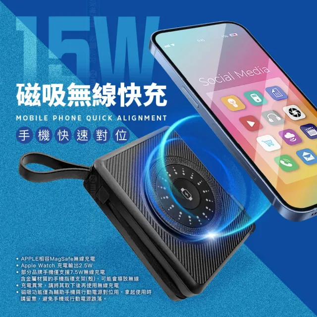 【Energizer 勁量】10in1 勁能充 易捷 無線行動電源 10000mAh QM10004AC 總代理公司貨(數顯 自帶線 無線充)
