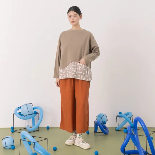 【MOSS CLUB】裝飾釦子素面寬褲(白 綠 桔)