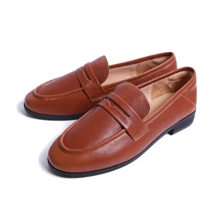 【KOKKO】質感舒壓寬楦柔軟樂福鞋(棕色)