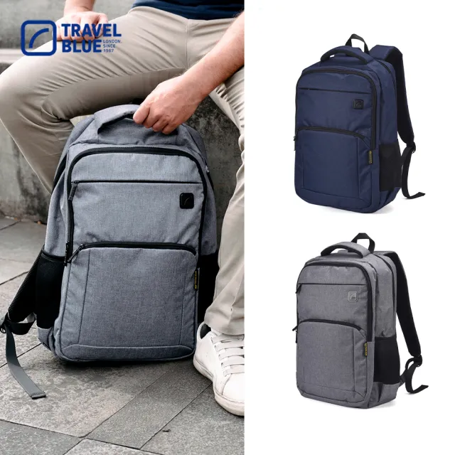 【Travel Blue 藍旅】雙11 城市漫遊款背包-海軍藍/灰 TB3100(防水電腦包/雙肩包/商務背包/旅行背包)
