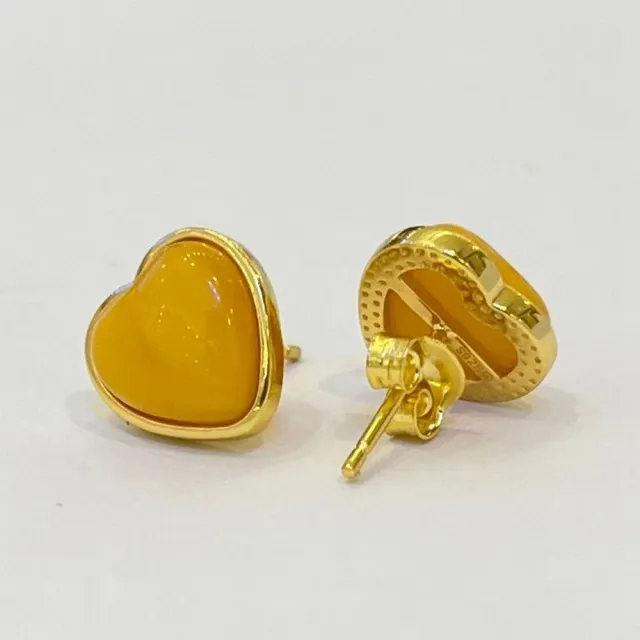 【勝弘珠寶】波羅的海蜜蠟愛心耳環(蜜蠟耳環)