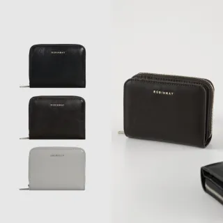 【ROBINMAY】言花真皮方塊短夾 頭層皮(壓扣、拉鍊封口/多色任選)