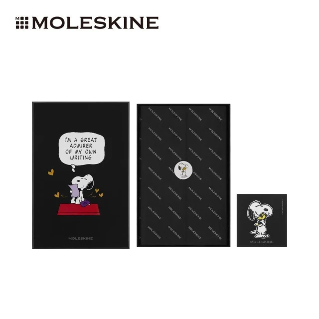【MOLESKINE】史努比限量筆記本禮盒/史努比迷/L型/黑(含史努比刺繡貼)