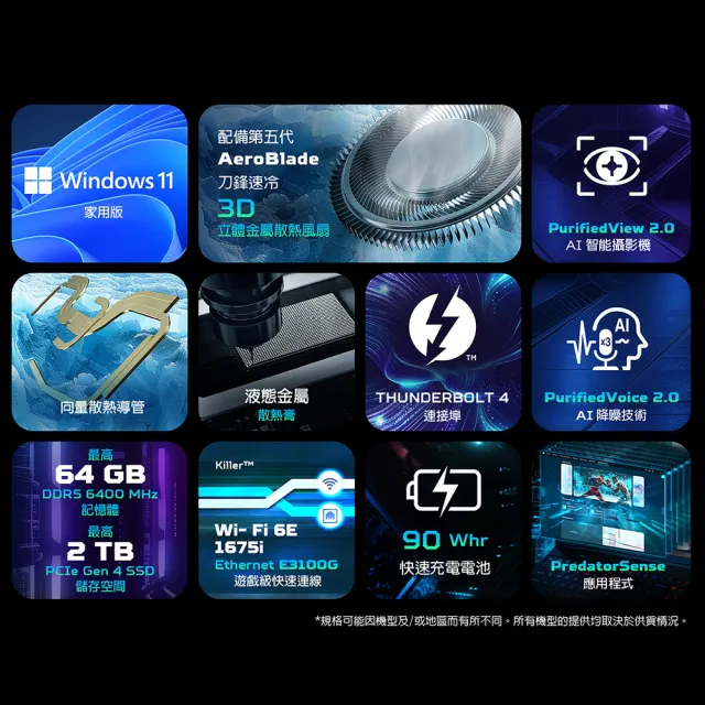 【Acer 宏碁】16吋Ultra 9 RTX5070Ti電競筆電(Predator/PHN16-73-965Q/Ultra 9 275HX/16G/512GB/W11)