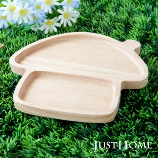 【Just Home】台灣製蘑菇造型橡膠木餐盤20cm(木製餐盤 兒童餐盤 碗盤)
