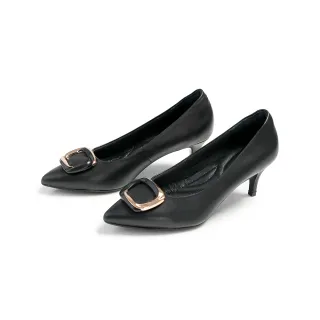 【FAIR LADY】芯太軟 亮澤雙材質釦飾高跟鞋(黑/602939 女鞋)