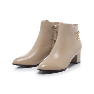 【FAIR LADY】芯太軟 質感牛皮後鏈帶高跟中筒靴(奶灰、8A3073)