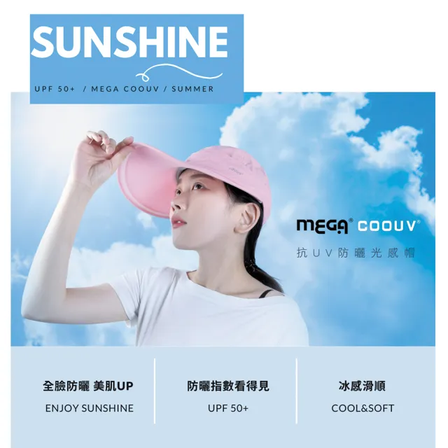 【MEGA COOUV】蘋果光美肌帽 兩用防曬帽 抗UV(大帽沿設計 透氣 臉部防曬機能帽 兩用遮陽帽)