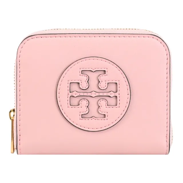 【TORY BURCH】經典雙T LOGO信用卡證件零錢包簡易短夾(粉色)