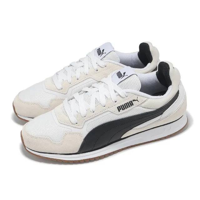 【PUMA】休閒鞋 Softride ST Miler 男鞋 女鞋 白 黑 復古 麂皮 拼接 情侶鞋(402635-02)